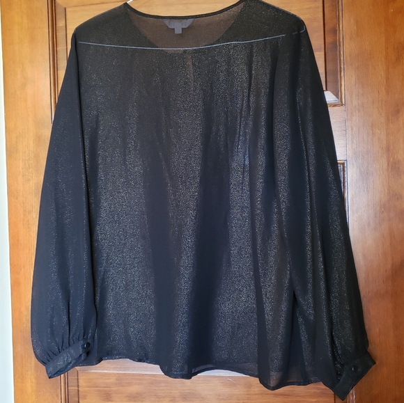 Nanette Lepore Shimmer Sheer Black Blouse - Picture 4 of 8